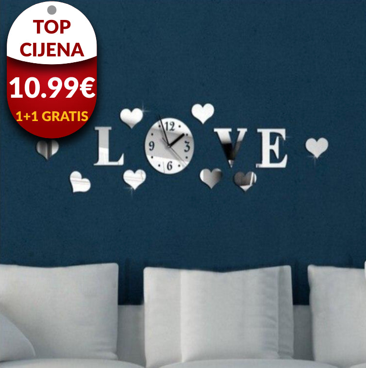 Zidni sat LOVE 1+1 GRATIS