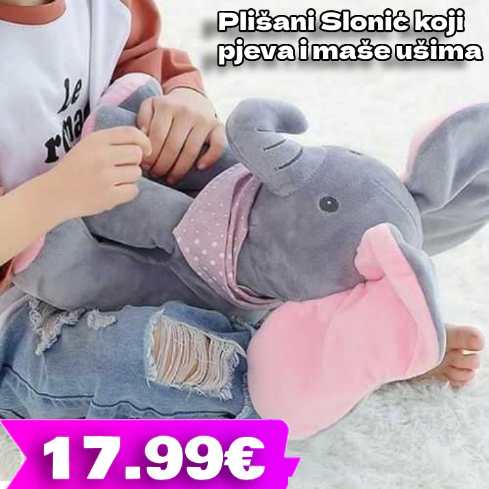 Plišani Slonić koji pjeva i maše ušima