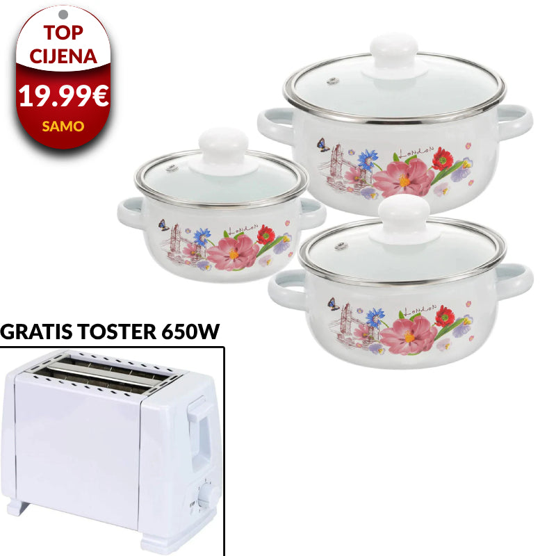 Set lonaca 3-dijelni+Toster gratis