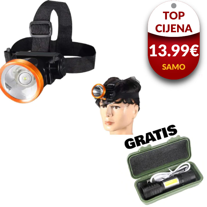 Naglavna LED lampa+GRATIS Taktička lampa