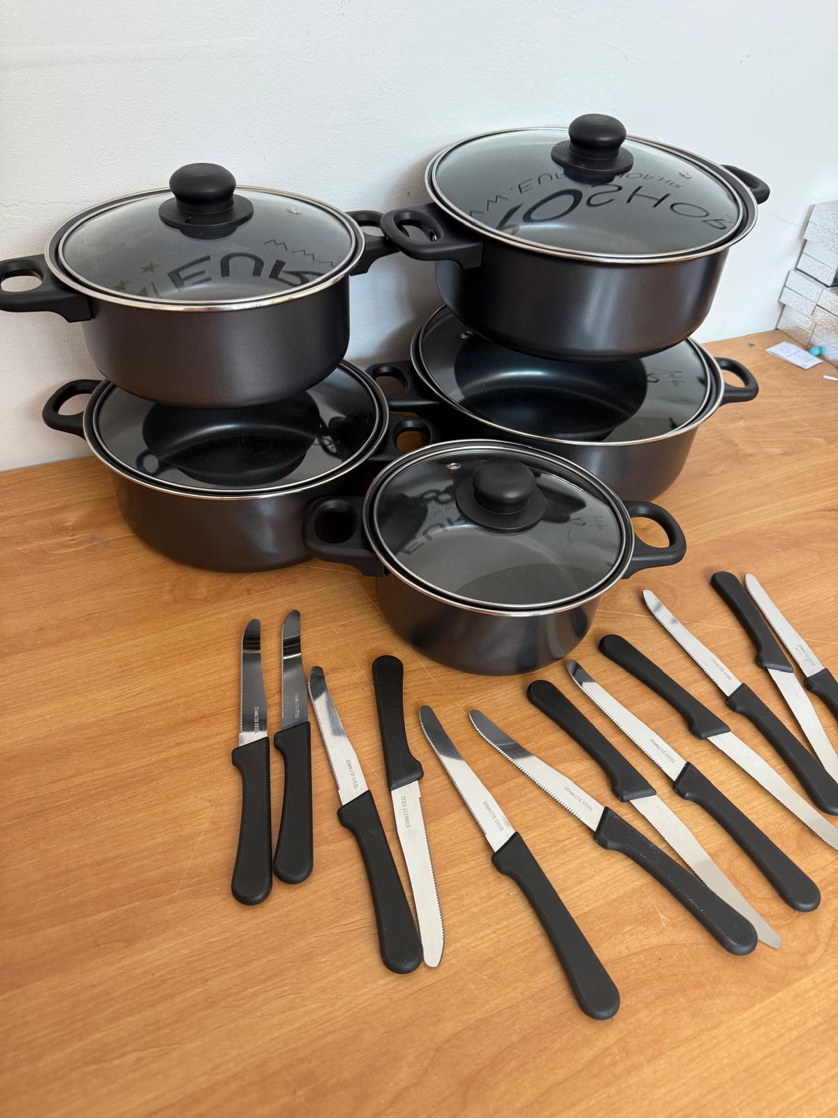 10-dijelni set lonaca+ GRATIS 12 NOŽEVA