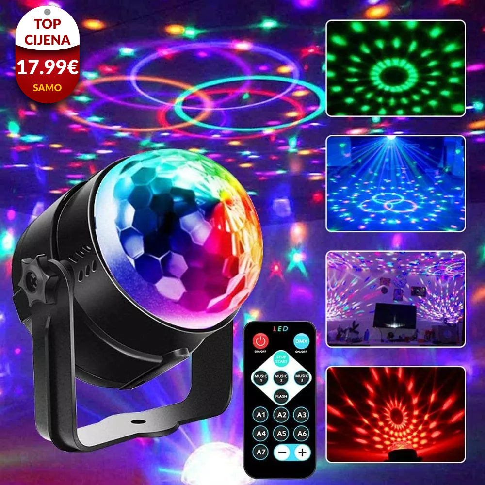 LED RGB BT disco kugla projektor + daljinskim upravljačem