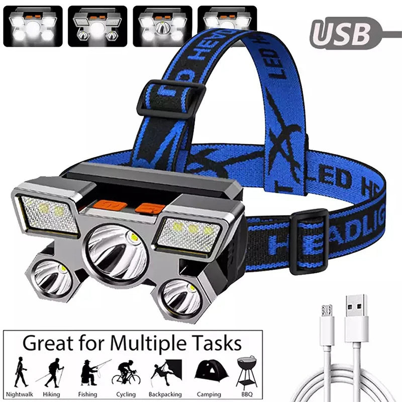 Naglavna lampa s 5 LEDica 1+1 GARTIS
