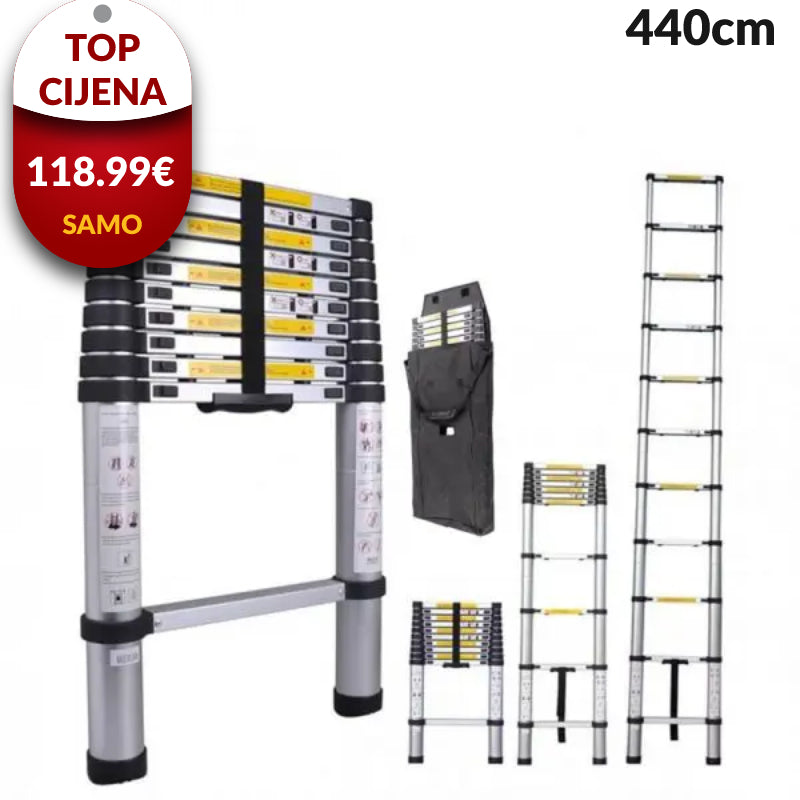 Teleskopske ljestve aluminijske – 370cm/440cm