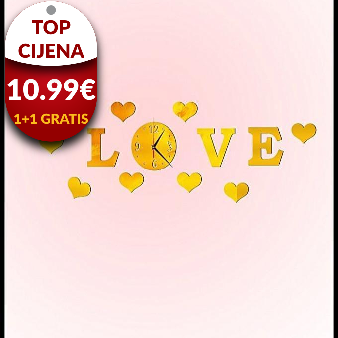 Zidni sat LOVE 1+1 GRATIS