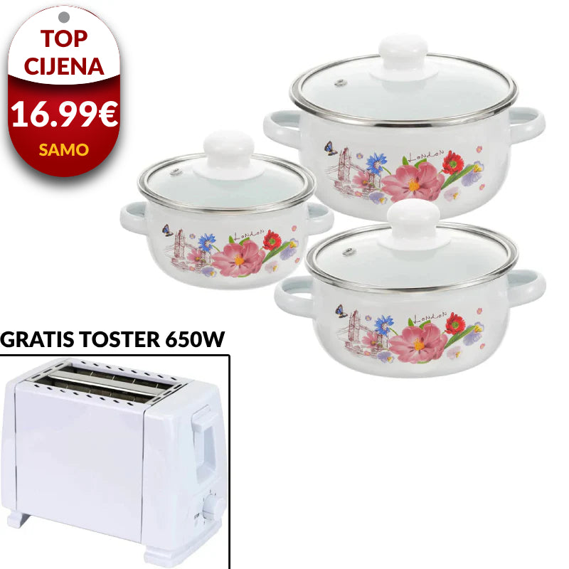 Set lonaca 3-dijelni+Toster gratis