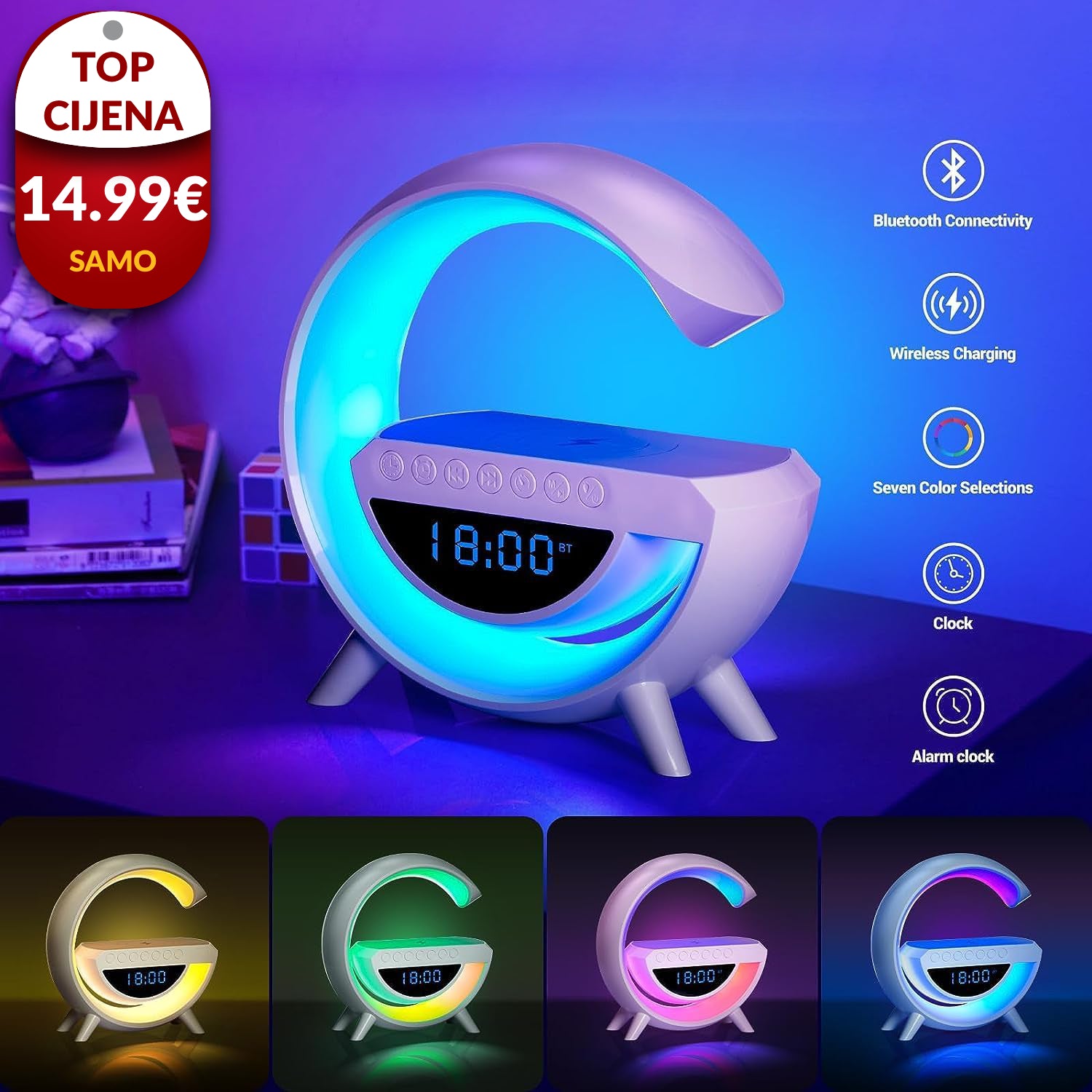 3u1 lampa - zvučnik, budilica i punjač