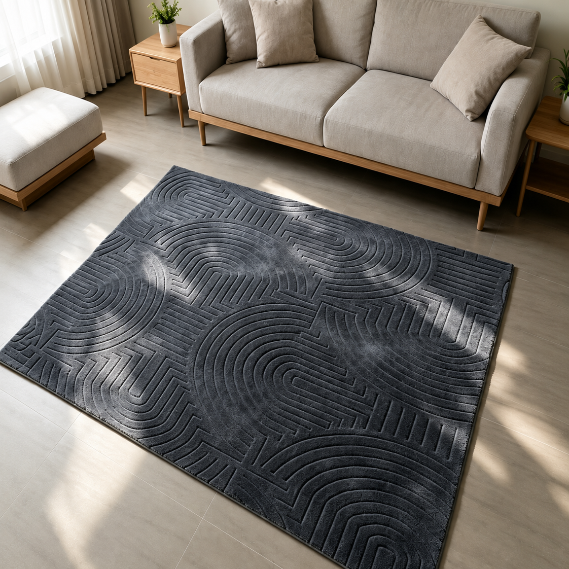 LUXORIA - Premium Tepih s 3D Reljefnim Geometrijskim Uzorkom