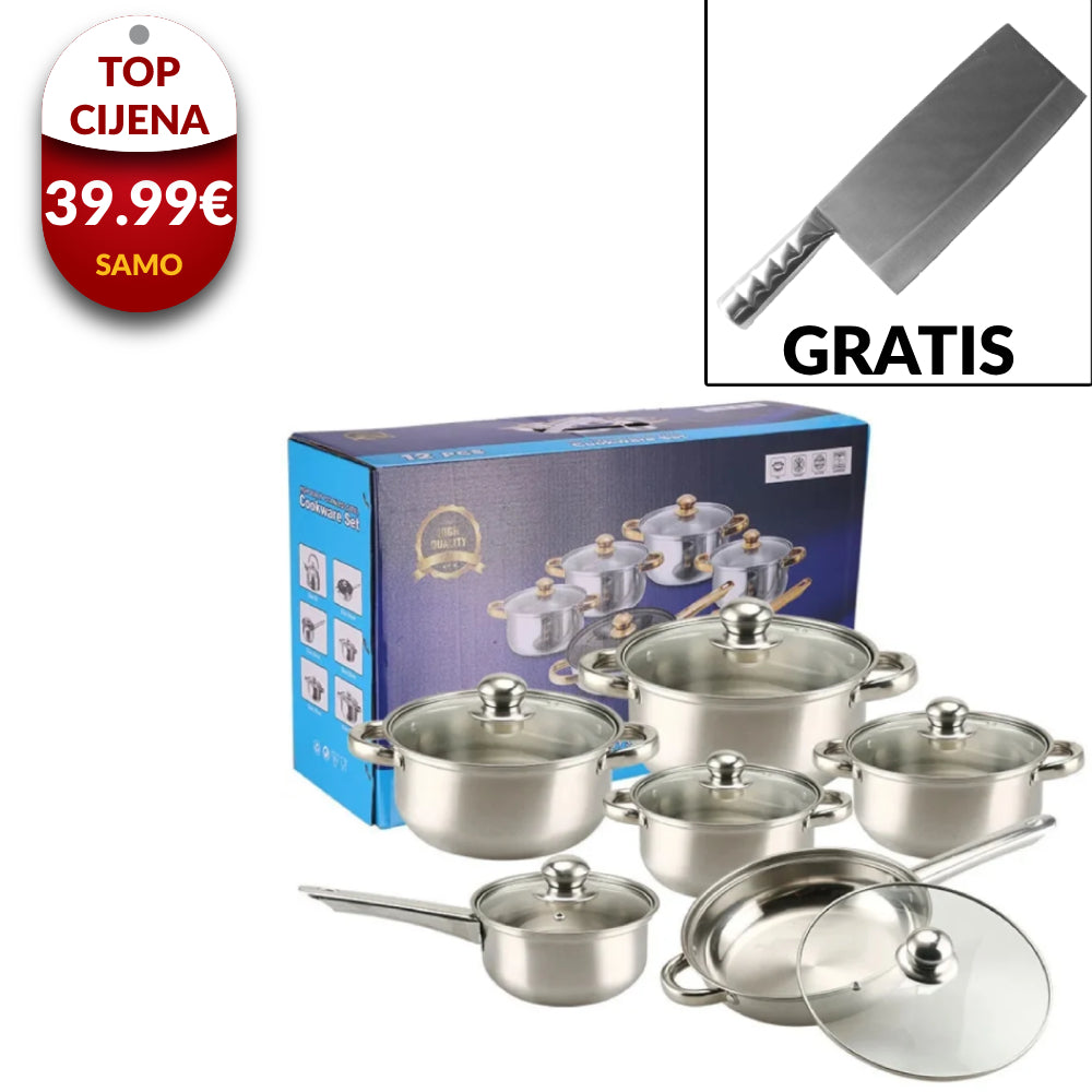 12-Dijelni set inox lonaca+GRATIS Satara