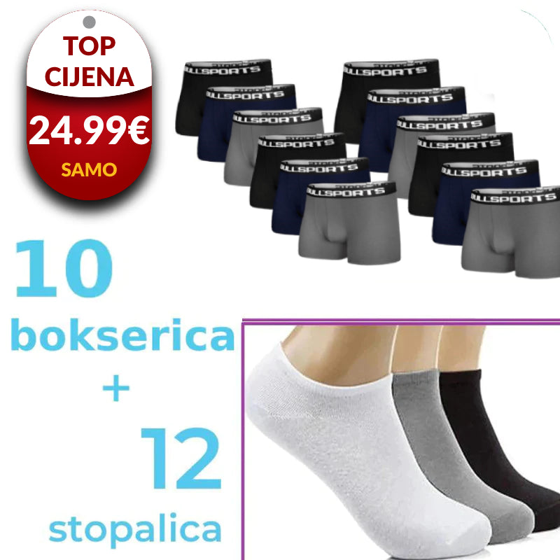 Bokserice (Mix Boje) i Čarape/Stopalice – 10+12