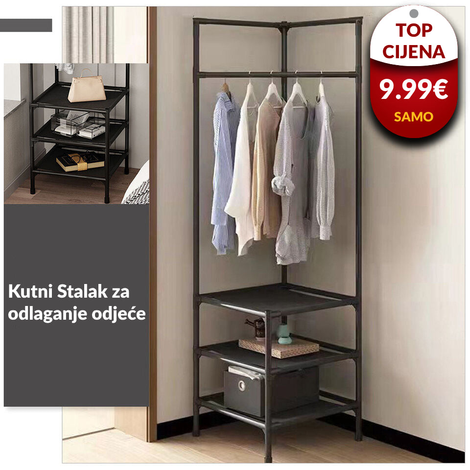 Kutni Stalak Za Odlaganje Odjeće 1+1 GRATIS