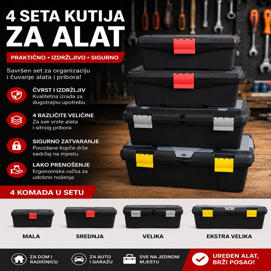 Kutije za alat (Set od 4 komada)+GRATIS Univerzalna kliješta